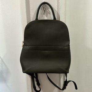 Olive Green Leather Backpack